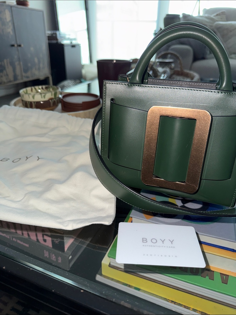 BOYY Green Top-Handle Bag with Gold Buckle